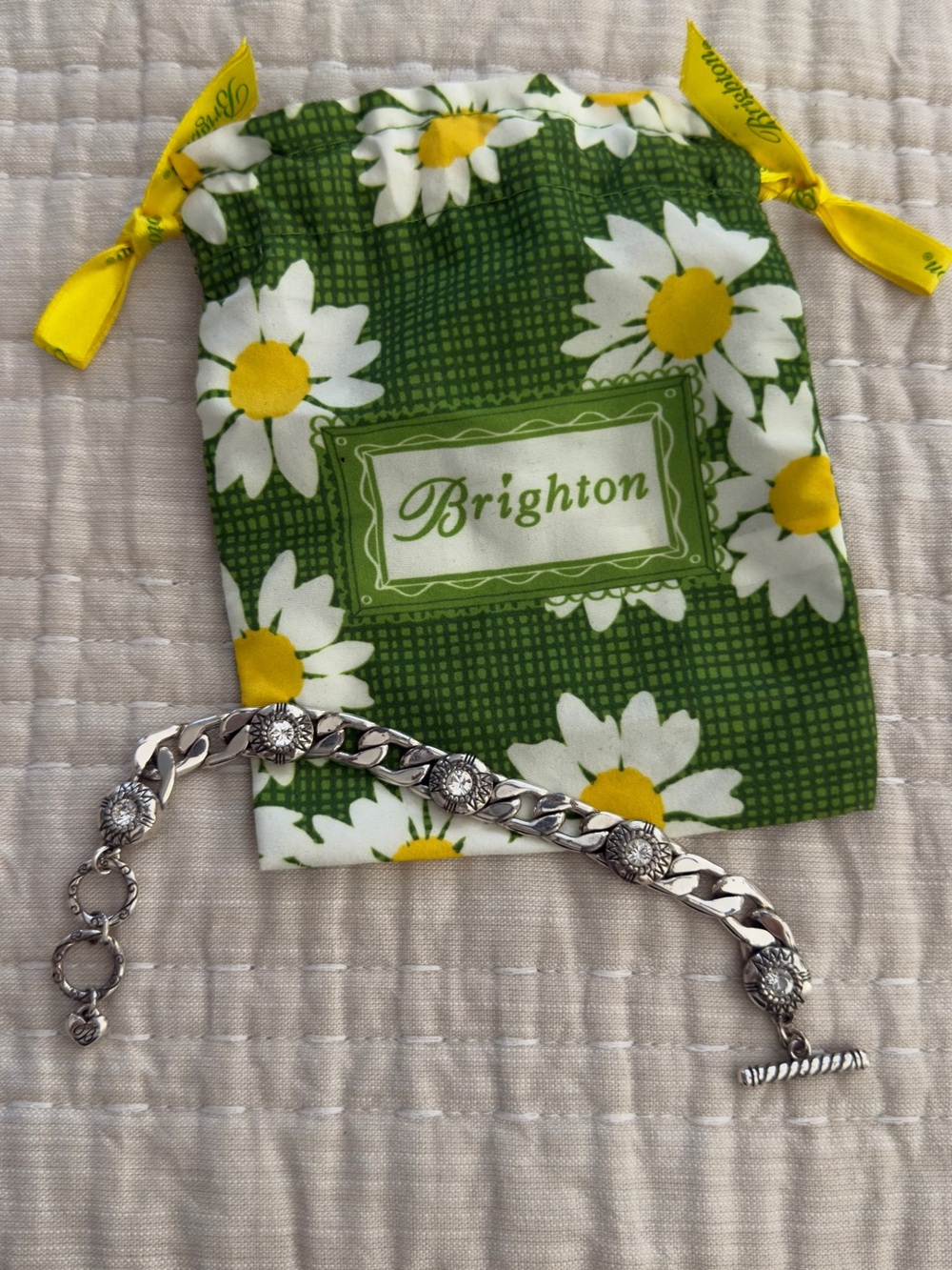Brighton Bracelet Fortino Cuban flat link silver plated Swarovski crystal - Picture 3 of 8